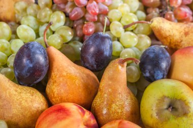 sonbahar meyve natürmort rustik ahşap masa arka plan üzerinde