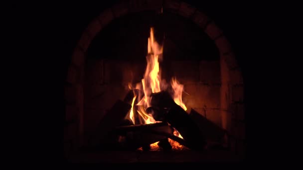 Oheň Hoří Krbu Oheň Zahřívá — Stock video