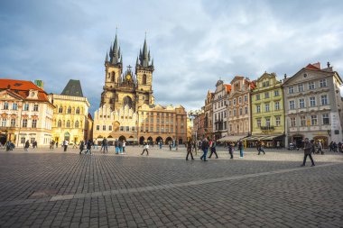 25.01.2018 Prag, Çek Cumhuriyeti - eski şehir Meydanı ve kilise o