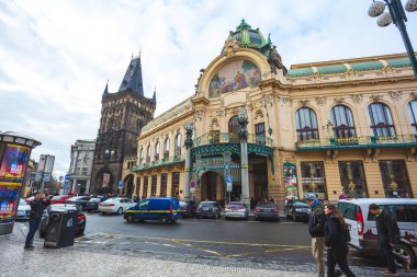25.01.2018; Prague, Çek Cumhuriyeti - Belediye Binası ve toz 