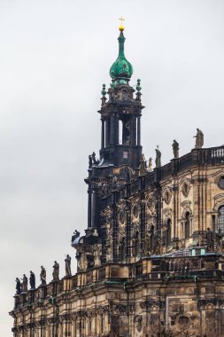 Old City, Dresden. Eski bir saat kulesi Kraliyet Sarayı. A