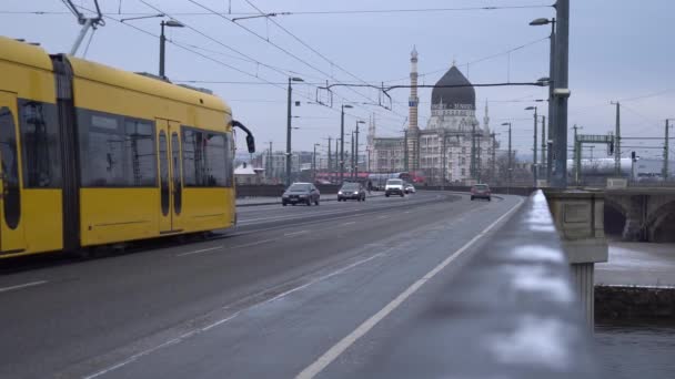 2018 Dresden Deutschland Elektrische Tram Dresden Deutschland — Stockvideo