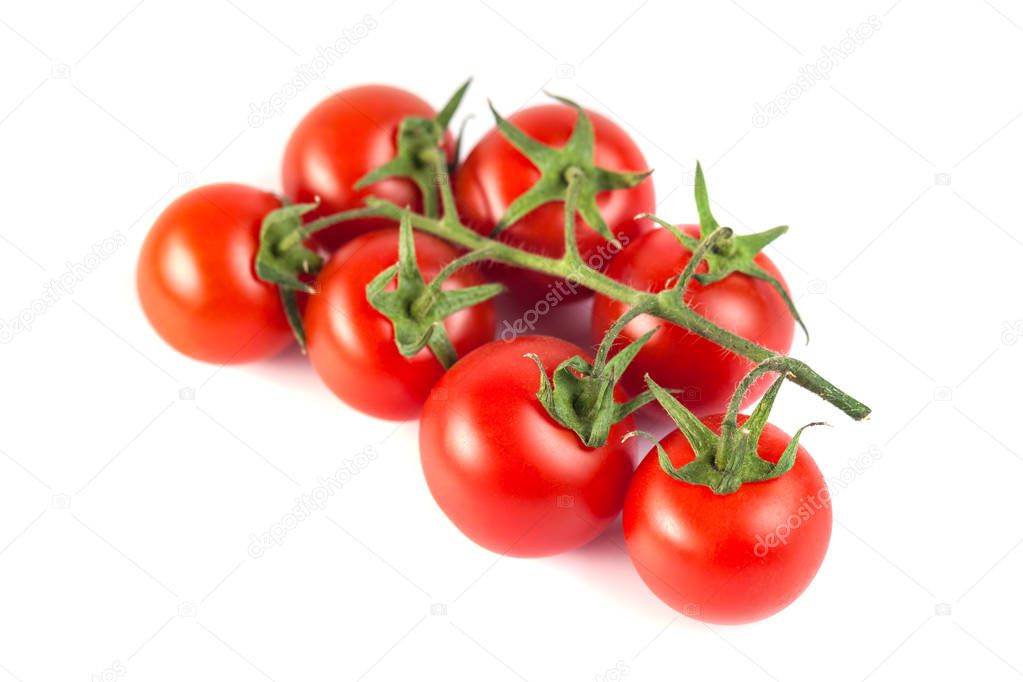 Bunch of red tasty fresh tomatos on the white background