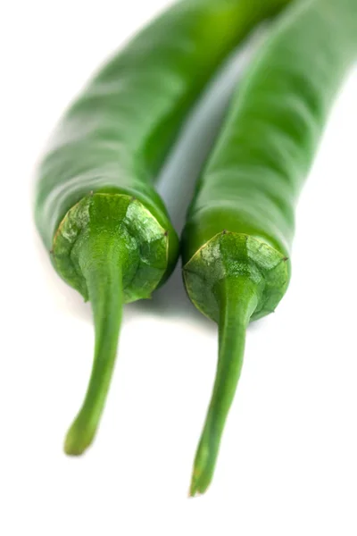 Зелений перець чилі. Ізольовані на білому тлі — стокове фото