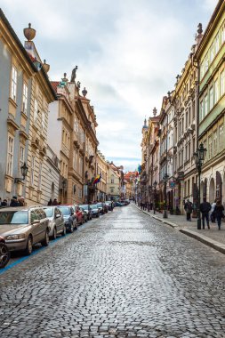 24.01.2018 Prag, Çek Cumhuriyeti - sokaklarda yürüyüş 