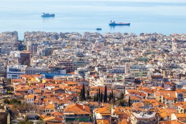  Thessaloniki şehir, deniz ve gemi görünümünü