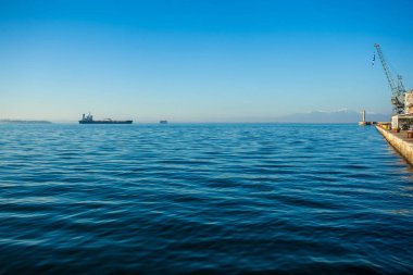 Thessaloniki, Yunanistan Körfez gemilerle. Güneşli gün