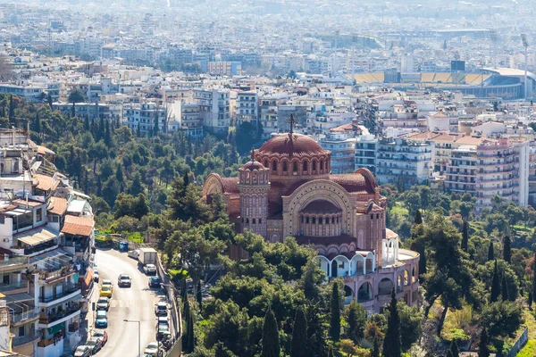 Vista de Tesalónica y la iglesia ortodoxa de San Pablo A — Foto de Stock