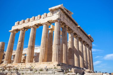 Güneşli bir günde Parthenon Tapınağı. Akropolis Atina, Yunanistan
