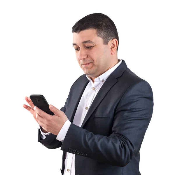 Portrait of a young man dressed in a white shirt and black suit — Stock Photo, Image