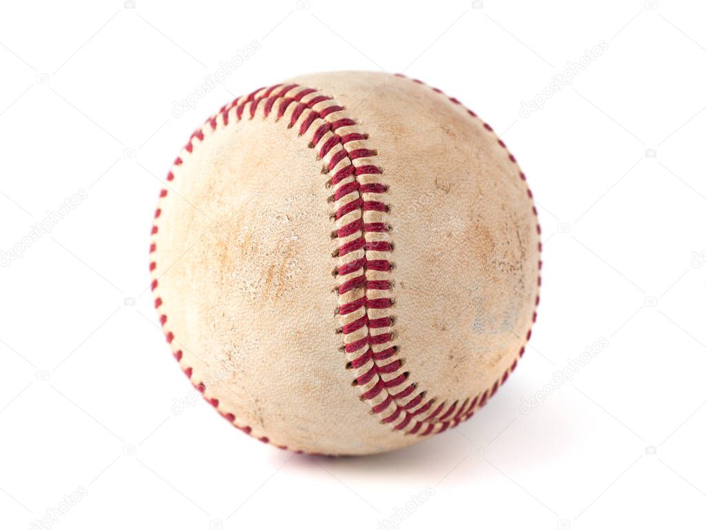 worn baseball isolated on white background, sport
