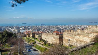 10.03.2018 Thessaloniki, Yunanistan - Selanik panoramik görünüm