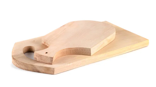 Ręcznie robione drewniane deska do krojenia na białym tle — Zdjęcie stockowe