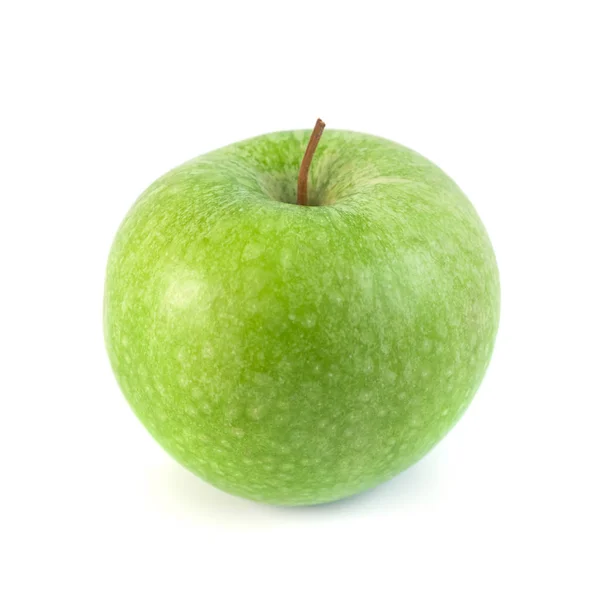 Beyaz arkaplanda izole edilmiş bir yeşil elma. — Stok fotoğraf