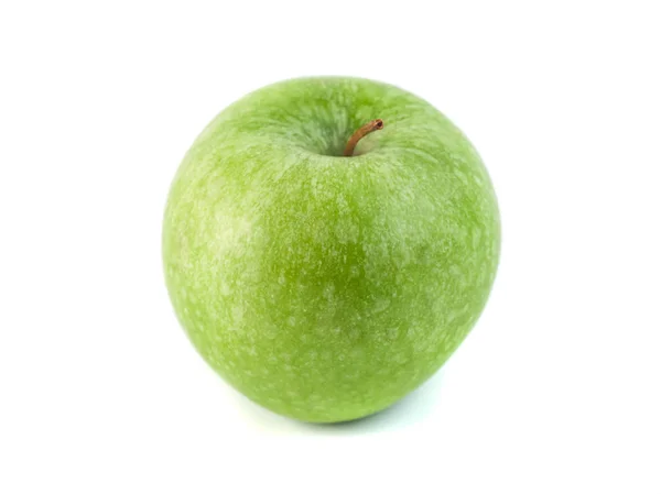 Beyaz arkaplanda izole edilmiş bir yeşil elma. — Stok fotoğraf