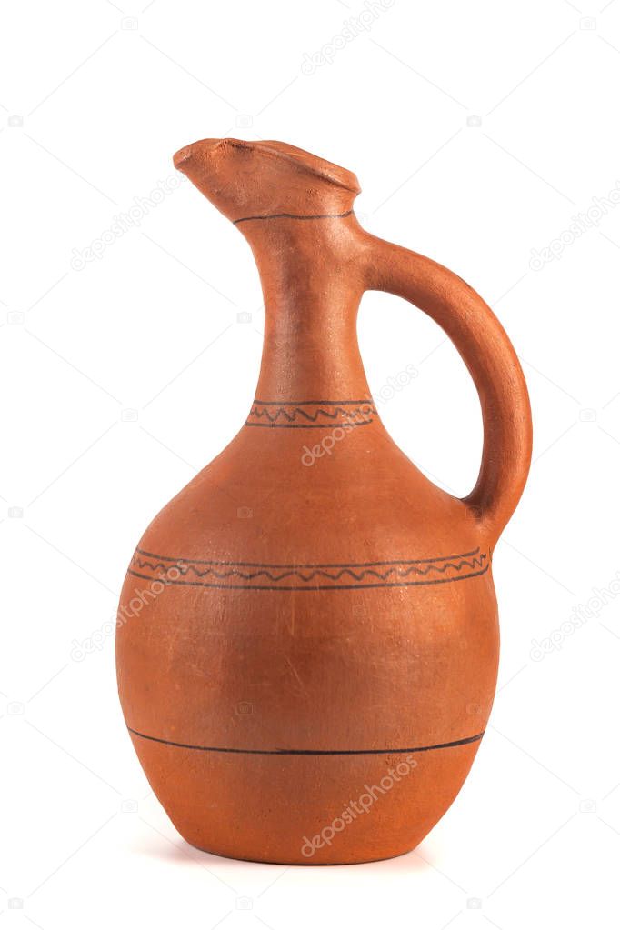 Georgian handmade ceramic jug, named Doqi, for wine and water on