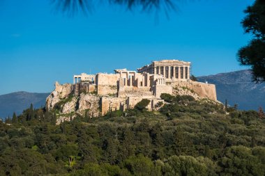Renkli sırasında Atina Akropol Parthenon Tapınağı 