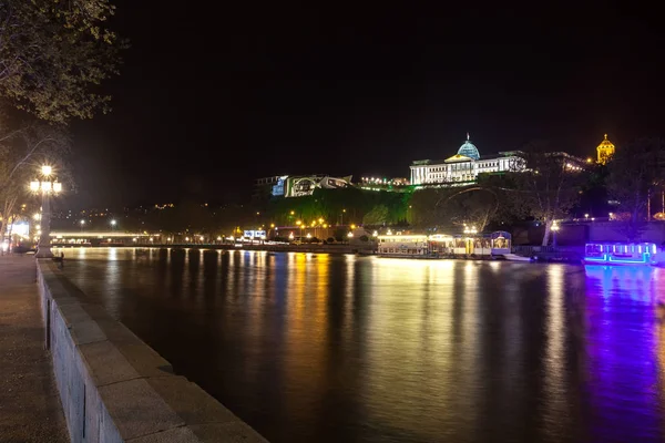 Georgia, Tbilisi night . View from the right bank of the Kura Ri