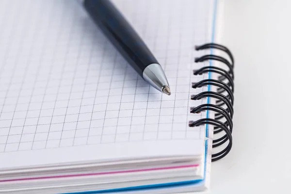 Penna a sfera blu sul notebook, oggetto — Foto Stock