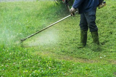 Bahçıvan kesme çim çim biçme makinesi tarafından.