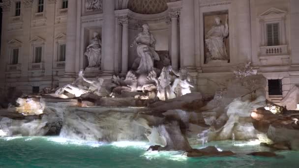 Trevi Brunnen Oder Fontana Trevi Bei Nacht Rom Italien Dieser — Stockvideo