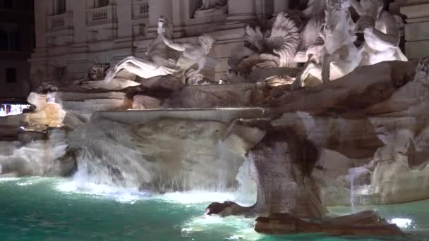 Trevi Fountain Vagy Fontana Trevi Éjjel Róma Olaszország Szökőkút Romák — Stock videók