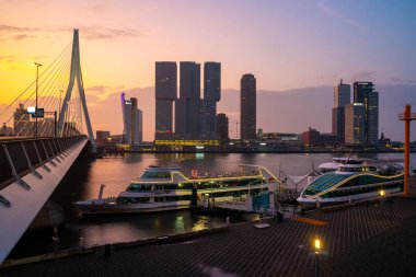 Rotterdam, Netherlands - 13.10.2019: Downtown skyscrapers at the