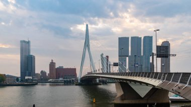 Rotterdam, Netherlands - 13.10.2019: Downtown skyscrapers at the