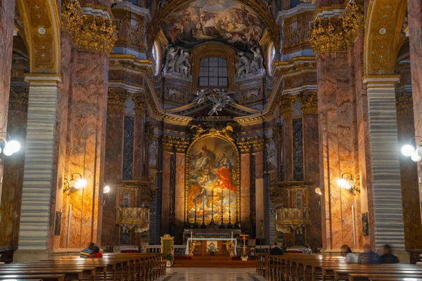 Rome Italië 2019 Interieur Van Basiliek Altar Frescos Saint Ambrogio — Stockfoto