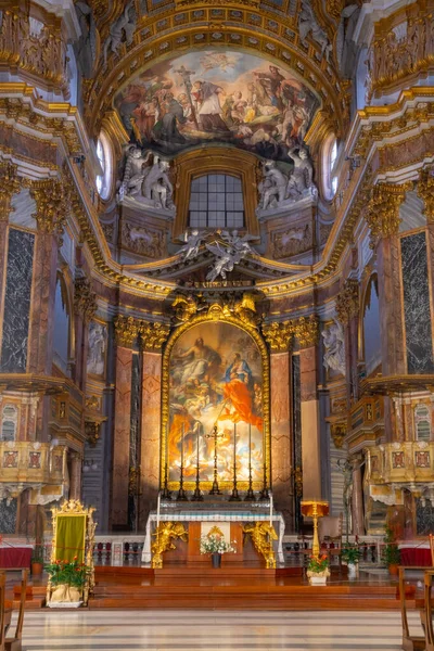 Rome Italy 2019 Interior Altar Frescos Basilica Saint Ambrogio Carlo — Stock Photo, Image