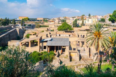 Ercolano, İtalya - 31.10.2019: Herculaneum 'un kalıntıları