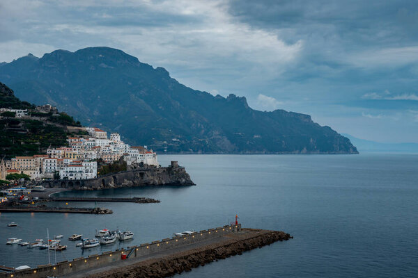 Amalfi cityscape on coast of medanean sea in the morning, I
