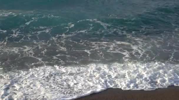 Hermosa Ola Salpicaduras Mar Playa Positano Paisaje Marino Naturaleza Italia — Vídeos de Stock