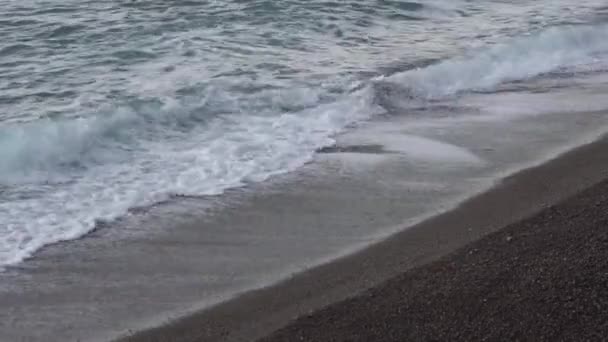 Hermosa Ola Salpicaduras Mar Playa Positano Paisaje Marino Naturaleza Italia — Vídeos de Stock