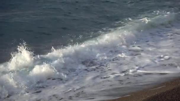 Hermosa Ola Salpicaduras Mar Playa Positano Paisaje Marino Naturaleza Italia — Vídeos de Stock