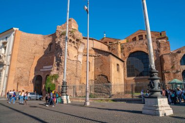Roma, İtalya - 2710.2019: Diocletian hamamlarının en büyüğü