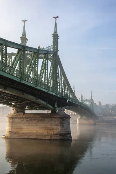 自由桥在布达佩斯在匈牙利，它连接布达和 — 图库照片