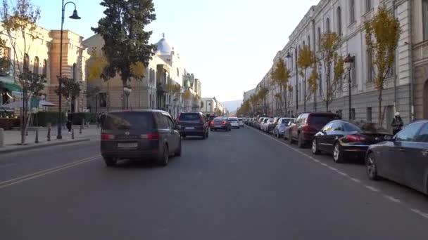 Tbilisi Gruzie 2019 Řidičské Auto Aghmashenebeli Avenue Tbilisi — Stock video