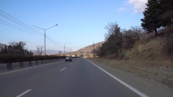 Kartli Georgia 2019 Conducción Automóviles Por Carretera Georgia Transporte — Vídeos de Stock