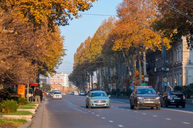 Tiflis, Gürcistan - 08.12.2019: Rustaveli Caddesi, Tiflis.
