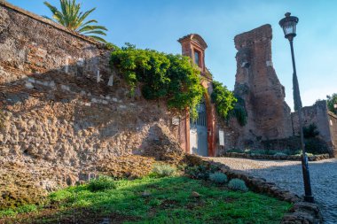Roma, İtalya - 27.10.2019: Chiesa San Sabastiano 'nun dış görünümü