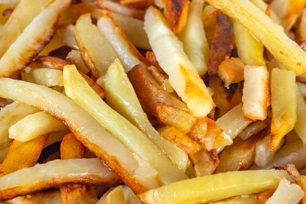 Close-up van zelfgemaakte friet chips aardappel. — Stockfoto