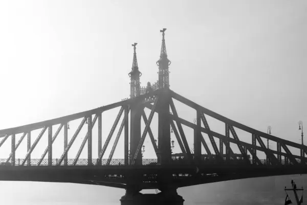 Most Wolności w Budapeszcie na Węgrzech łączy miasta Buda i Pest przez Dunaj. najkrótszy most w Budapeszcie. — Zdjęcie stockowe