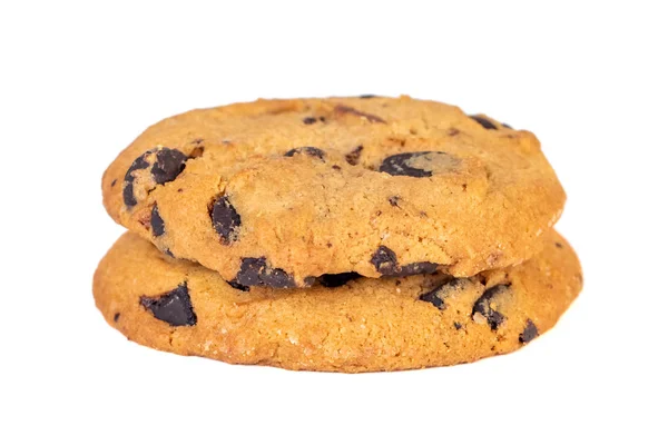 Choklad chip cookies isolerade på vit bakgrund. Sötsaker. — Stockfoto