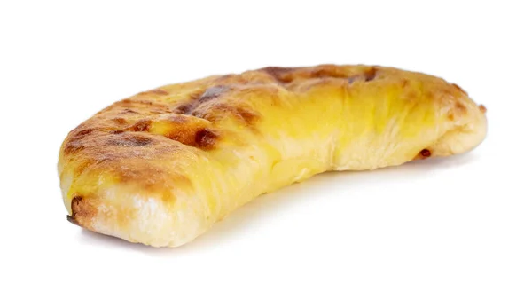 Khachapuri, ghvezeli, σε μορφή μισοφέγγαρου για την ημέρα των Χριστουγέννων απομονωμένη σε λευκό — Φωτογραφία Αρχείου