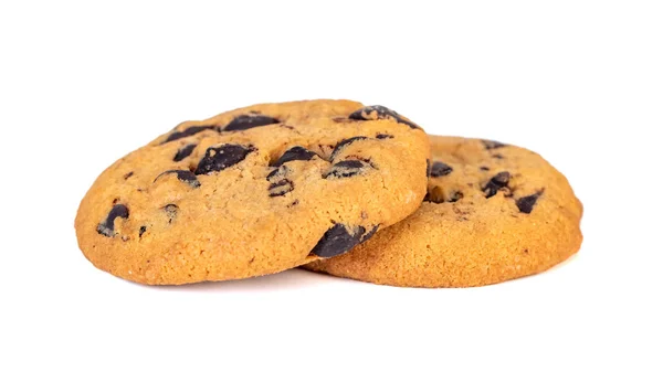 チョコレートチップクッキーは白い背景に隔離されています。スイーツ. — ストック写真