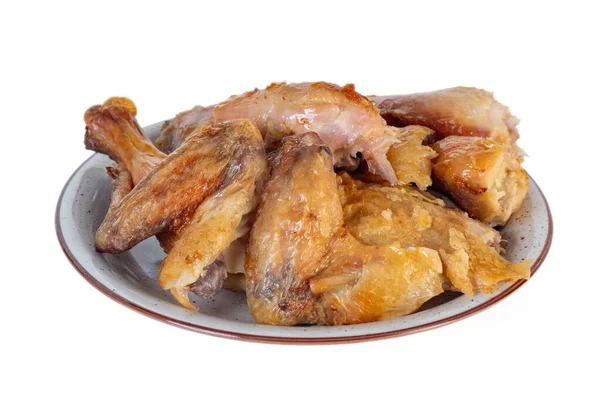 Ayam panggang di piring terisolasi pada latar belakang putih — Stok Foto