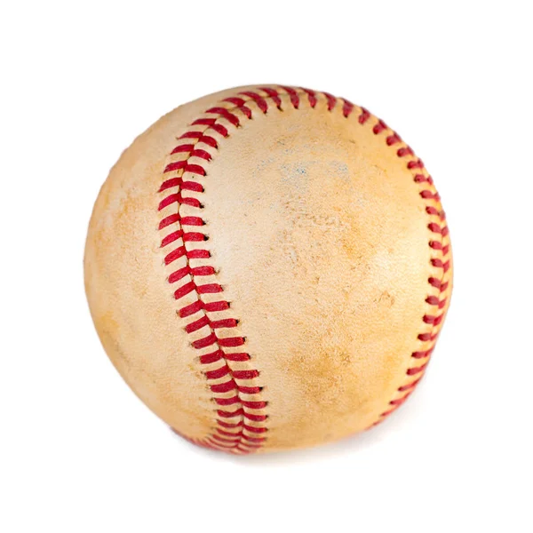 Worn baseball isolated on white background, team sport. — Stock Photo, Image