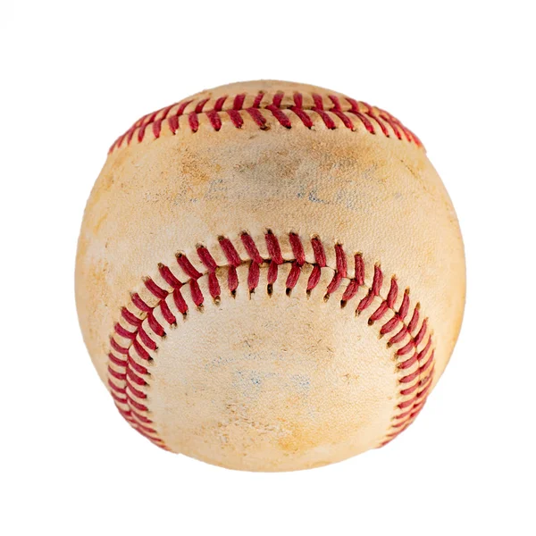 Opotřebované baseball izolovaných na bílém pozadí, týmový sport. — Stock fotografie