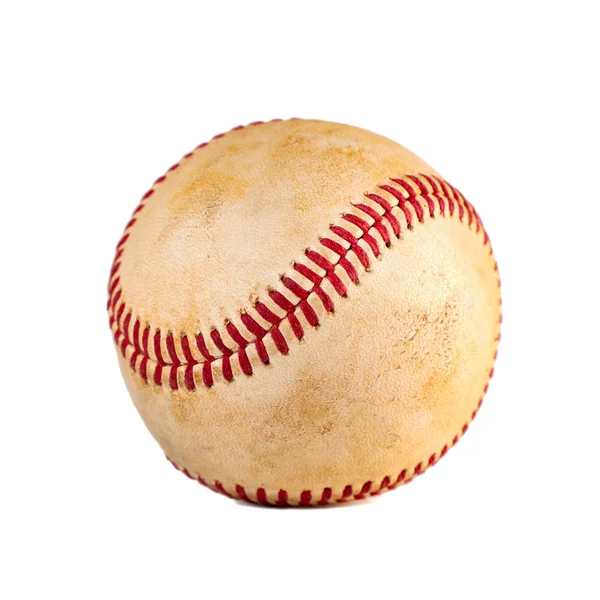 Worn baseball isolated on white background, team sport. — Stock Photo, Image